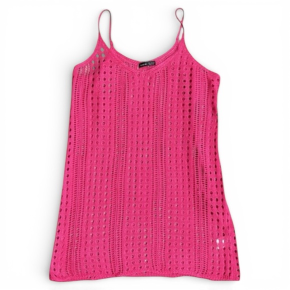 SHEIN Pink Crochet Slip-Style Swimsuit Cover Up Size Medium - Picture 3 of 10